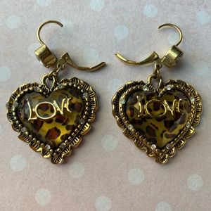 Vintage Betsey Johnson dangle Love animal Print